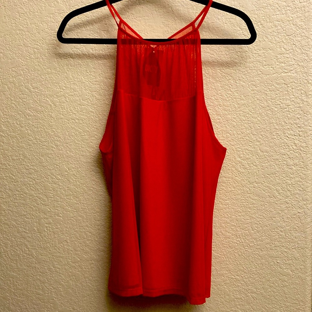 Stunning Red sleeveless top Size M DNKY. A must have for a cruise or vacation.